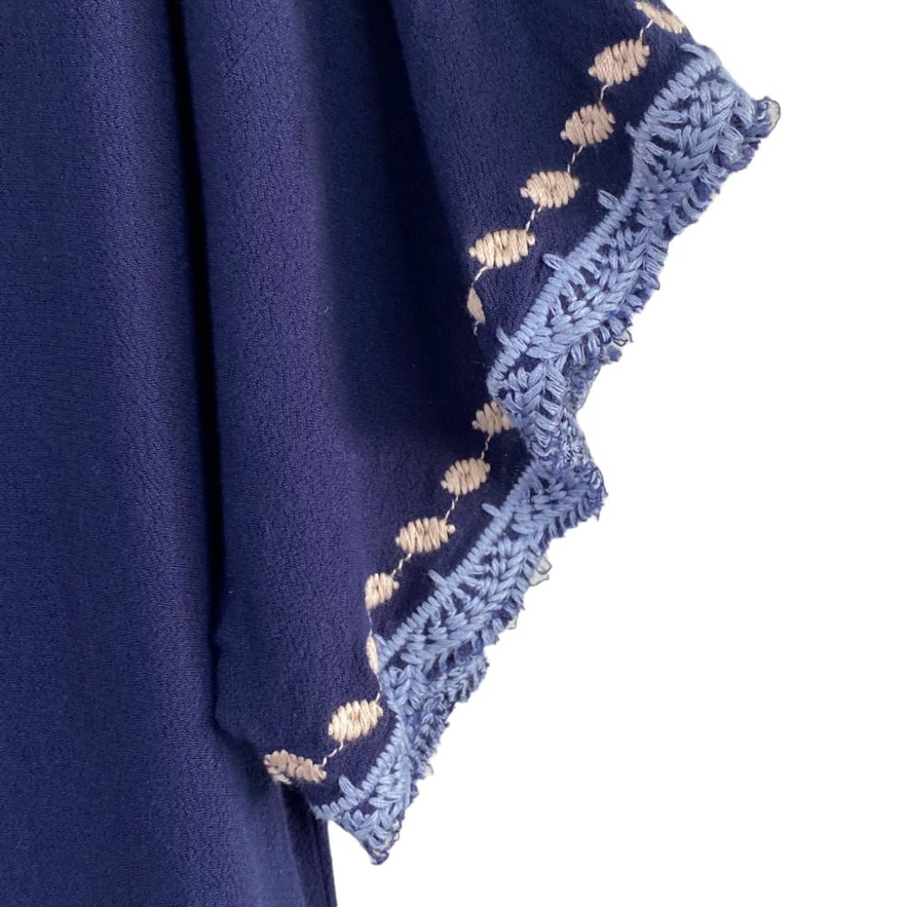 Skies are Blue Navy Floral Embroidered Short Sleeve Dress; M/L - Picture 12 of 12